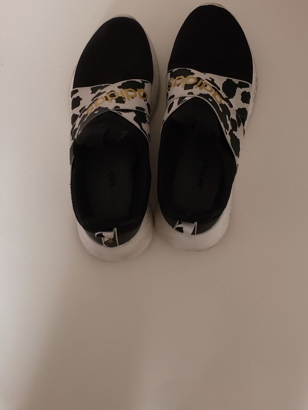 Cloudfoam adidas Black and White Slip-On Athletic Sneakers